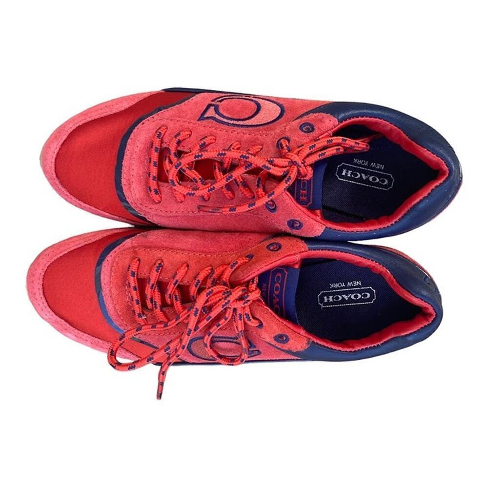 COACH 1941 Rosie Red Blue Suede Leather Runner Athletic Sneaker Women's 6.5M - Picture 10 of 12